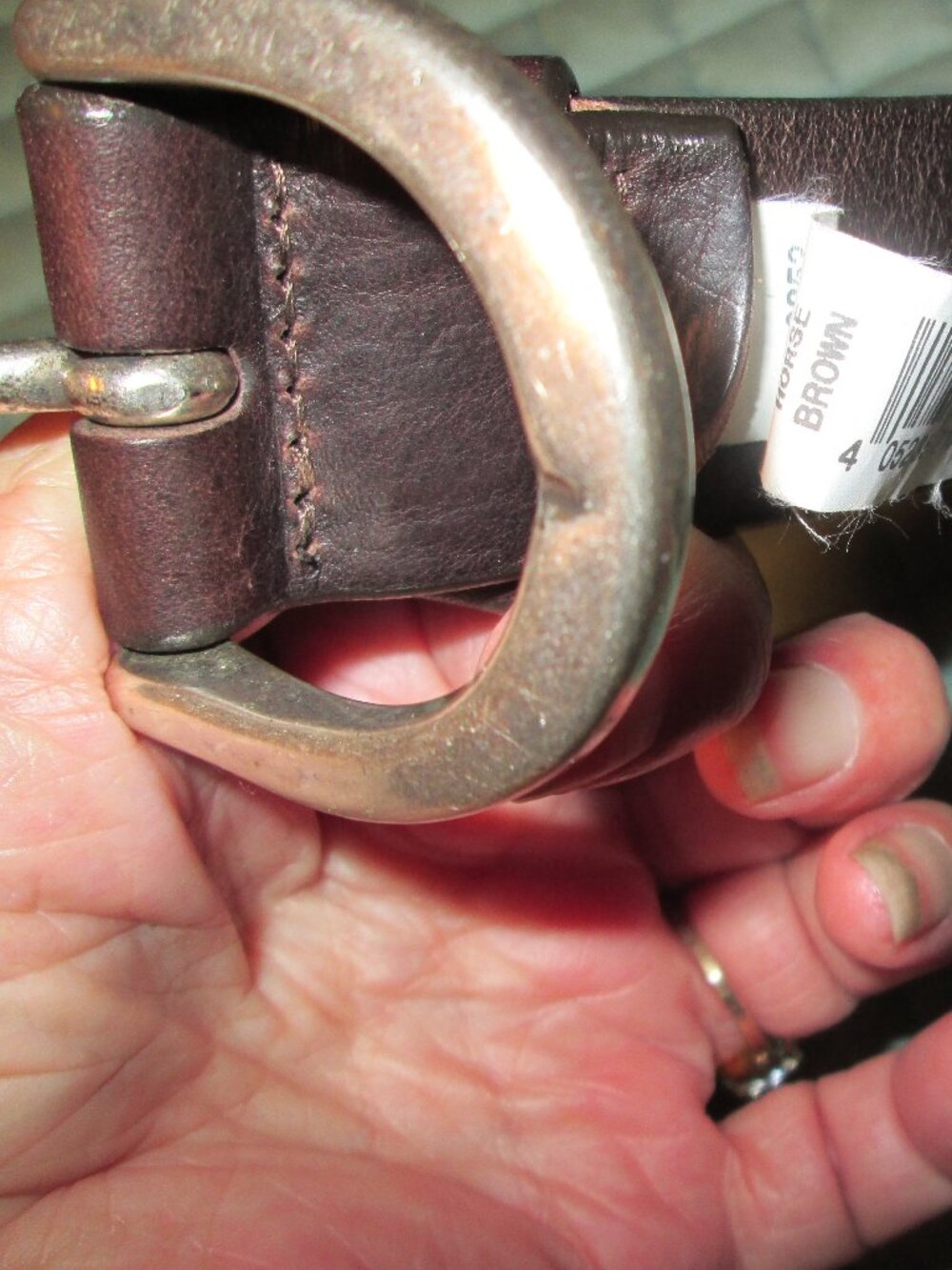 VTG NEW LADIES BELT 2 IN WIDE LEATHER SOLID BRASS BUCKLE SILVER COWGIRL VTG